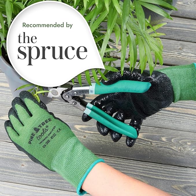 Pine Tree Tools Bamboo Gardening Gloves – Rubber Coated, Touchscreen Friendly, Breathable & Lightweight – for Men & Women