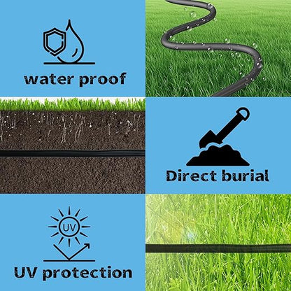 18/7 Sprinkler Wire, 150 ft, 7 mm, Black, PVC, Pure Copper, UV Resistant, Easy Install, Suitable for Solid Sprinkler Systems