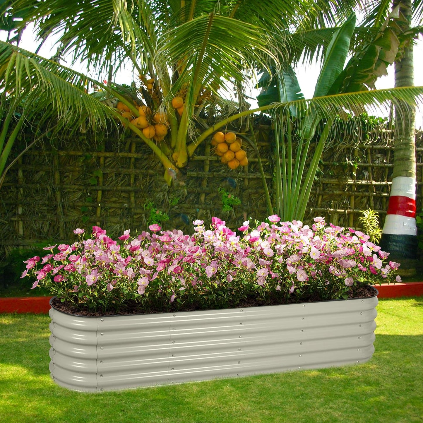 BPS 9-in-1 Metal Raised Garden Bed, 6x3 FT Galvanized Planter Raised Beds for Vegetables, Flowers 17'' Extra Tall