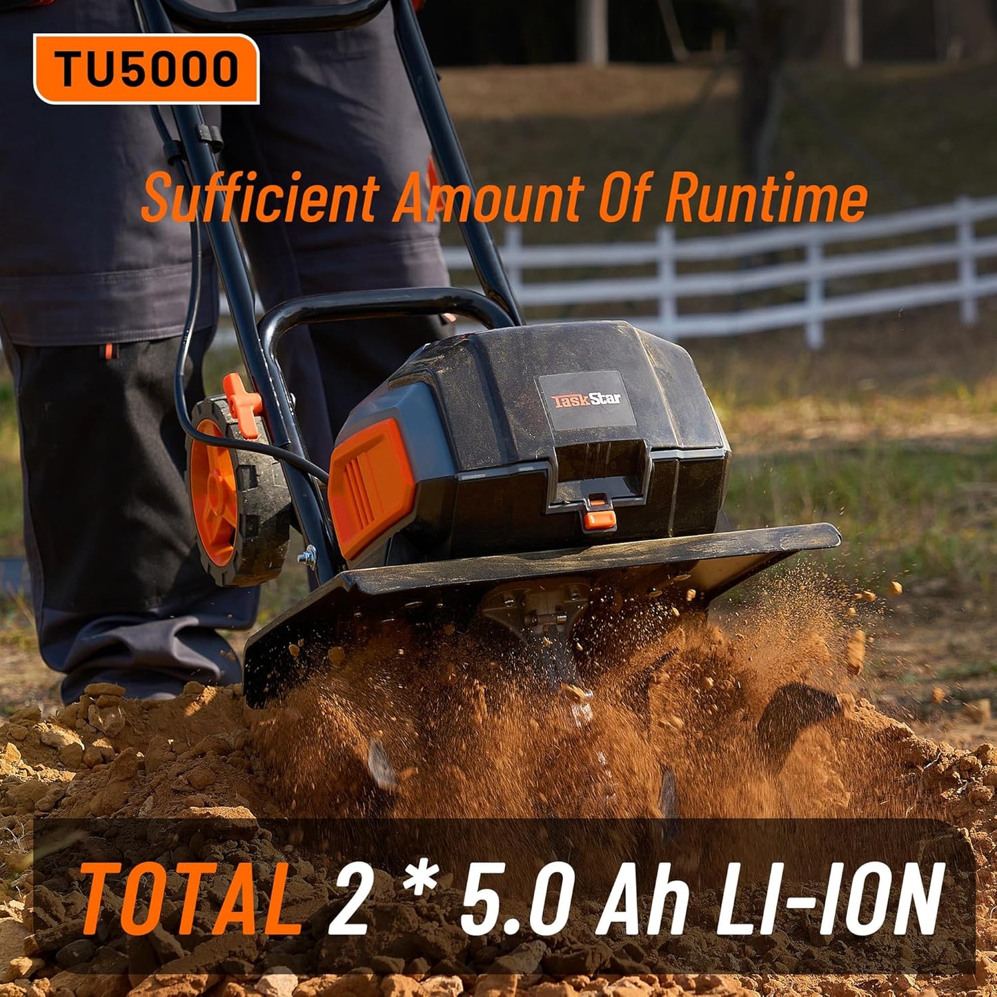 Cordless Electric Tiller Garden Cultivator TaskStar 40V Power Tiller Total 5000mAhx2 Battery Powered Rototiller 14" Width 9"Depth Tiller for Gardening,Dynamical Brushless Motor Enable Smooth Workflow