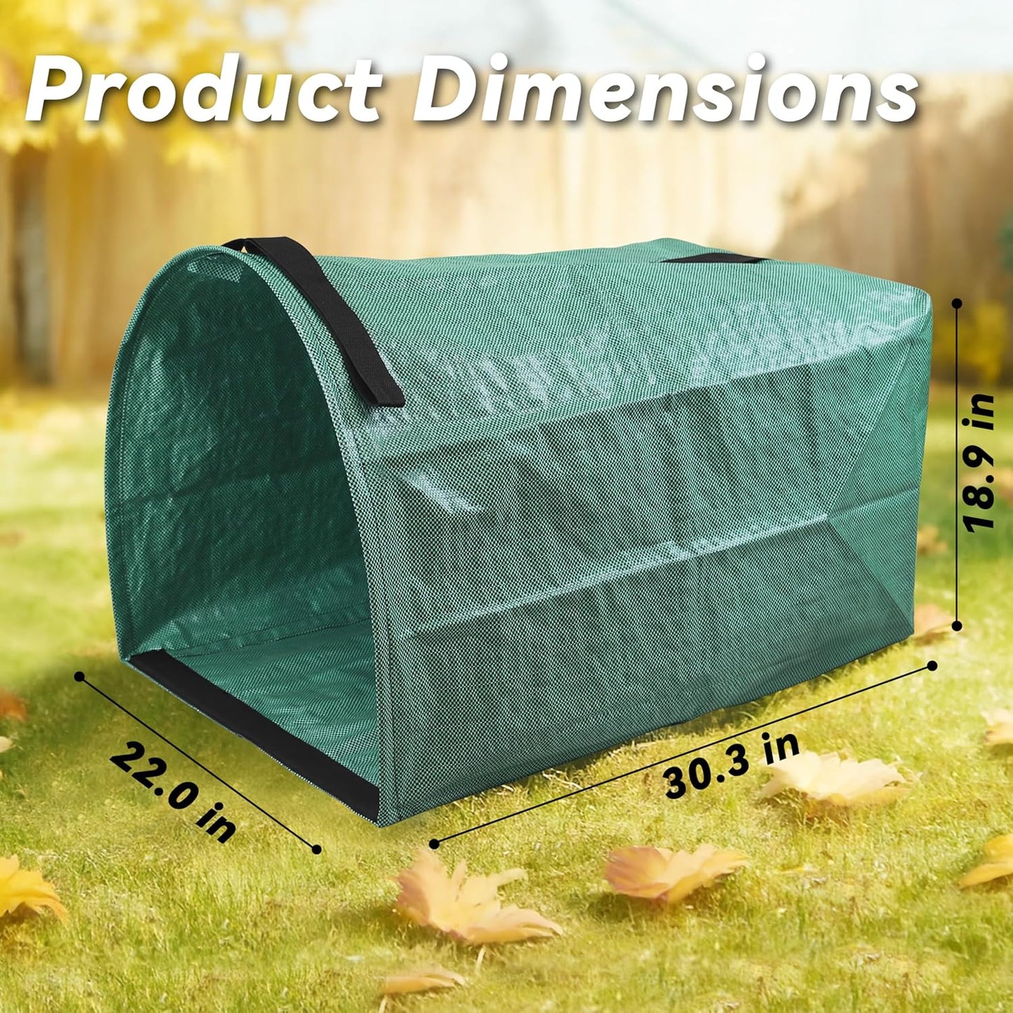 PHYEX 2 Pack 53-Gallon Reusable Leaf Bags with Flat Bottom Design - Dustpan Style Garden Bags for Easy Yard Waste Collection, Lightweight & Foldable