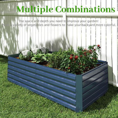 6x3x2 ft Raised Garden Bed, Large Metal Planter Raised Beds, Planters for Outdoor Plants for Vegetables, Flowers, Herbs, Fruits, and Succulents.(2 Pcs, Blue)