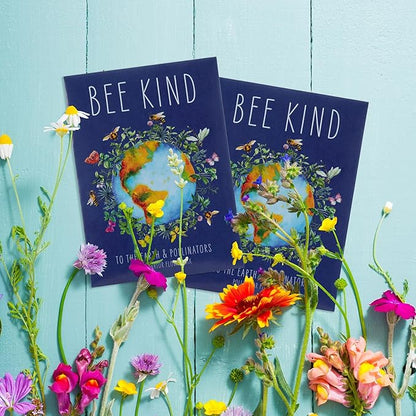 Bentley Seed Co. | Bee Kind Planet | Illustrated Bee Flower Seed Packets | Help Pollinators Environmental Favor for Events | Pollinator Wildflower Mix Seed | Eco-Friendly Hand Out | 25 Pk