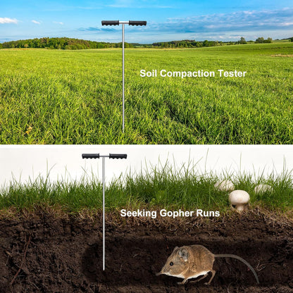 Soil Probe Rod,32"-48" Septic Tank Probe Rod,Beseetop Pipe Probe Made of Stainless Steel with Insulated T Handle Heavy Duty Perfect for Locating Septic Tank Underground Pipe Gravel Gopher Runs