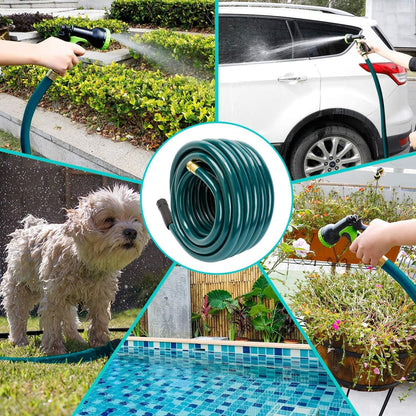 Worth Leader Short Garden Hose 3/4 in. x 5 ft. -Heavy Duty,Durable,Lightweight,Male to Female Fittings -No Kink Leakproof PVC Flexible Water Pipe -Brass Aluminum Ends for Household & Commercial -Green