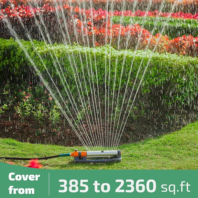 LINEX Oscillating Water Sprinklers for Yard, Garden and Lawn Sprinkler for Large Outdoor Area with Adjustable Spray