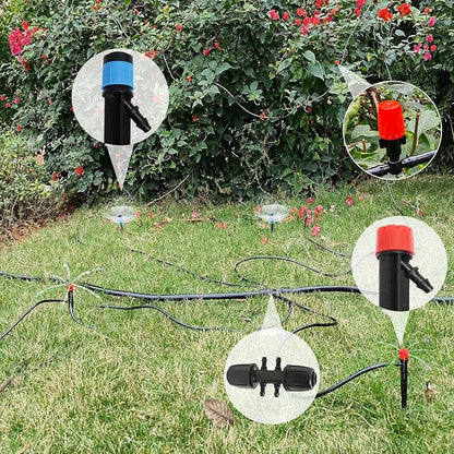 240FT Drip Irrigation System Kit, Automatic Garden Watering Misting System for Greenhouse, Yard, Lawn, Plant with 1/2 inch Hose 1/4 inch Distribution Tubing and Accessories