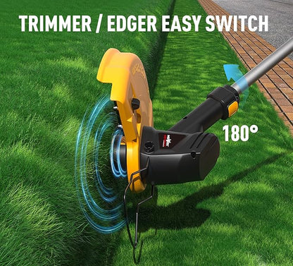 40V Cordless Weed Whacker, 4Ah Battery Powered Weed Eater, 3-Positions Adjustable Cutting Width Grass Trimmer, Telescopic Aluminum Shaft String Trimmer, Battery & Charger Included
