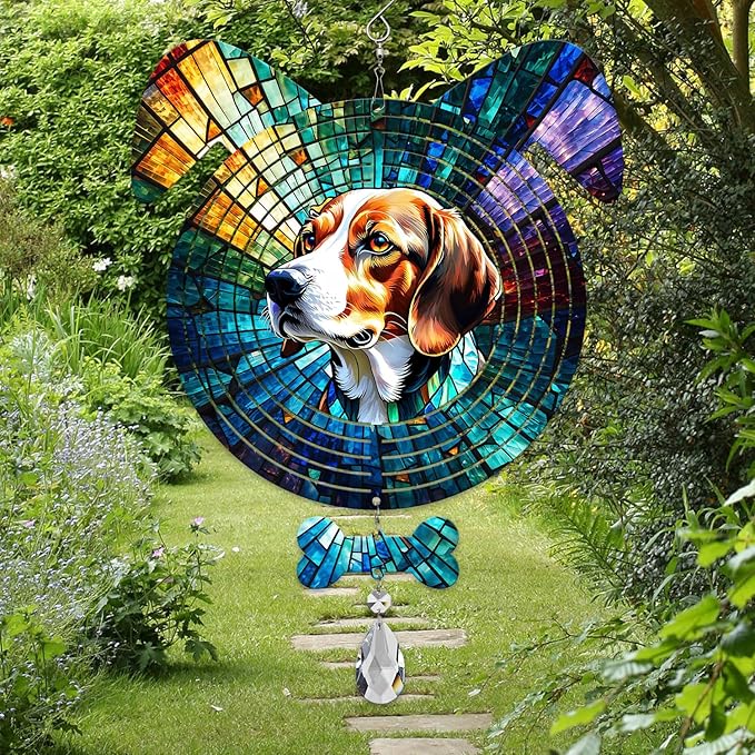 Beagle Dog Ears Wind Spinner, Beagle Wind Spinner Hanging for Yard and Garden