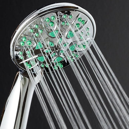 AquaDance Antimicrobial – Anti-Clog High-Pressure 6-Setting Hand Shower with Microban Nozzle Protection from Growth of Mold, Mildew & Bacteria for Stronger Shower! 3 Jet Color Choices – 4" Coral Green