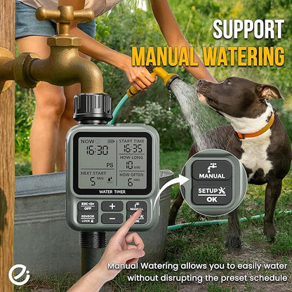 Water Timer for Garden Hose - Large LCD Display, Sprinkler Timer | Programmable Water Hose timer for Automatic Watering System | Irrigation System for Garden, Lawns, Greenhouses, Backyard