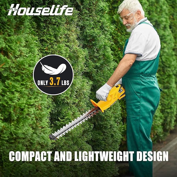 Houselife Cordless Hedge Trimmer Compatible with Dewalt 20V MAX Battery(Tool Only), 18'' Electric Hedge Trimmers Cordless, Lightweight Battery Powered Bush Trimmer for Yard, Garden