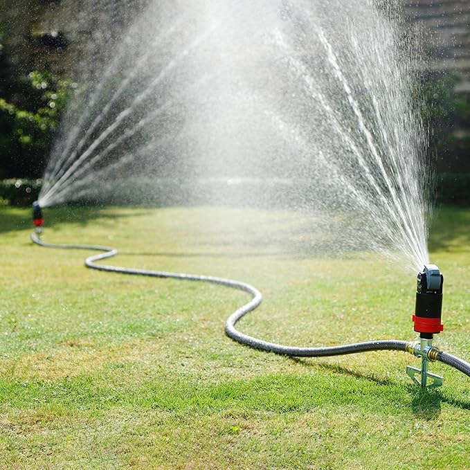 Eden 94143 Multi-Pattern Sprinkler Plus One-Direction Misting System with Metal Sprike Set; Gear Drive, Heavy Duty, Gardening Watering System, Garden&Lawns, 5 Pattern, Coverage up to 3737sq.ft