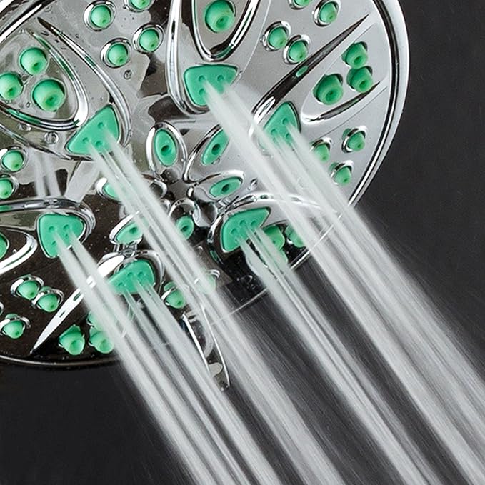 AquaDance Antimicrobial – Anti-Clog High-Pressure 6-Setting Hand Shower with Microban Nozzle Protection from Growth of Mold, Mildew & Bacteria for Stronger Shower! 3 Jet Color Choices – 4" Coral Green