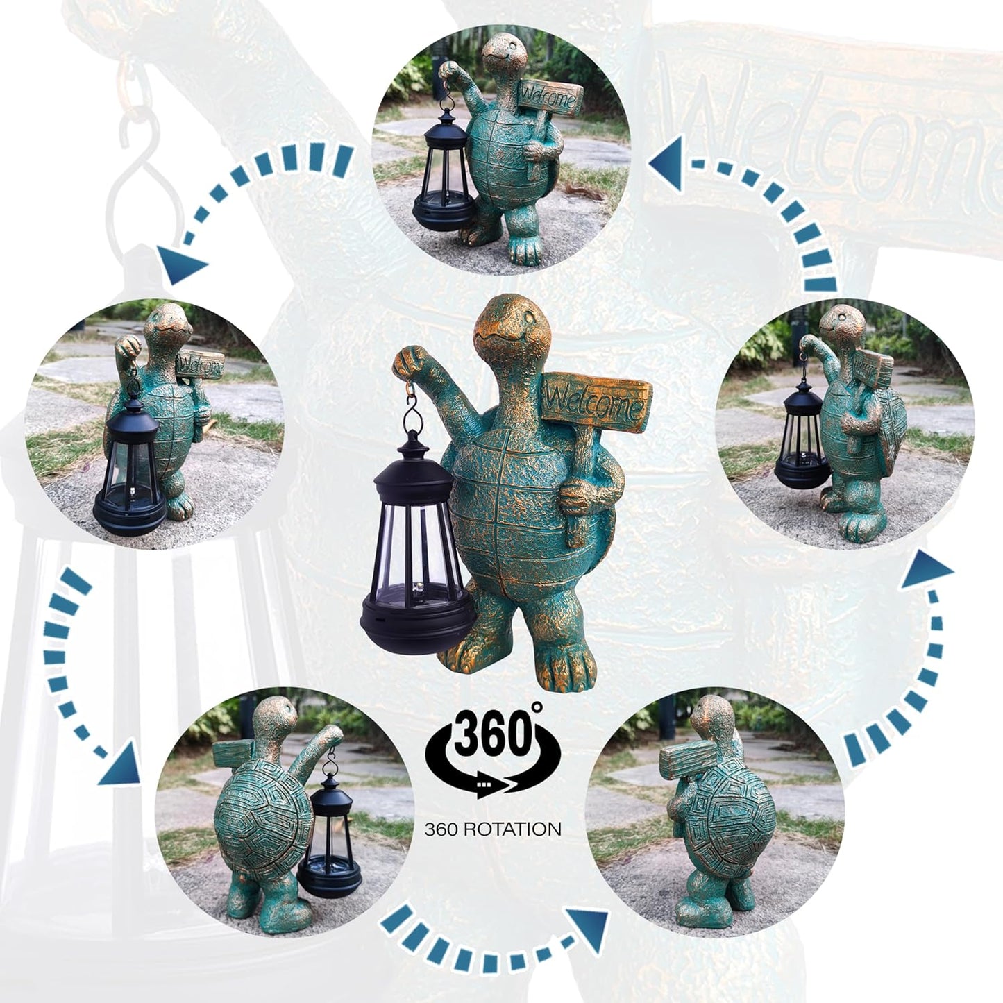 Turtle Garden Statue Outdoor Décor with Solar Lights Lantern,Turtle Solar Light Figurines Outside Decorations for Yard，Lawn,Patio, Balcony, Unique Housewarming Gifts