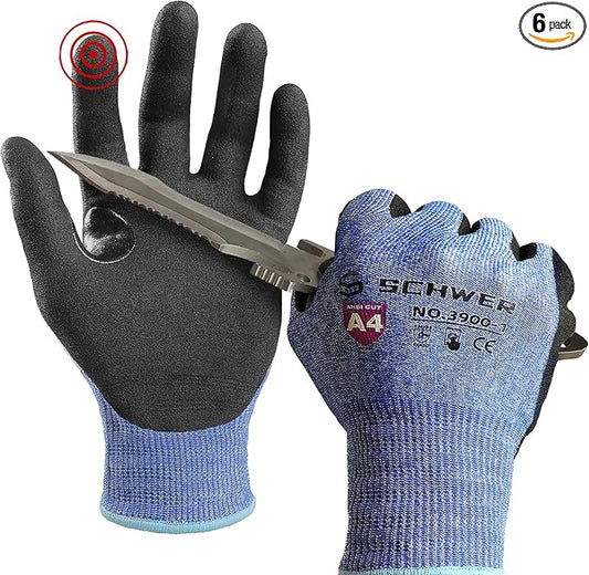 Schwer AIR-SKIN Cut Resistant Gloves AR3900 with Extreme Lightweight & Thin, ANSI A4 Wire Metal Gloves for Refined Work, Touch-screen, Fiberglass-free, 3D-Comfort Fit, Breathable, Non-PFAS, 6 Pair, M