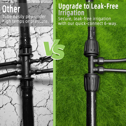 4 Pack 1/2'' to 1/4'' Drip Irrigation Fittings, Push-to-Connect 4 Way Drip Irrigation Part Barbed Tee Connectors, Anti-Leak Locked Splitter Fitting for 1/2" Irrigation Tubing (0.6''-0.67''OD)