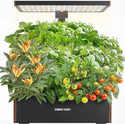 SUNCOZE Hydroponics Growing System Kit, 20 Pods Indoor Herb Garden with 10L Water Tank & Adjustable Height 25", 36W LED Grow Light, LCD Display with Veg/Flower Modes, Pump & Low Water Reminder, Black