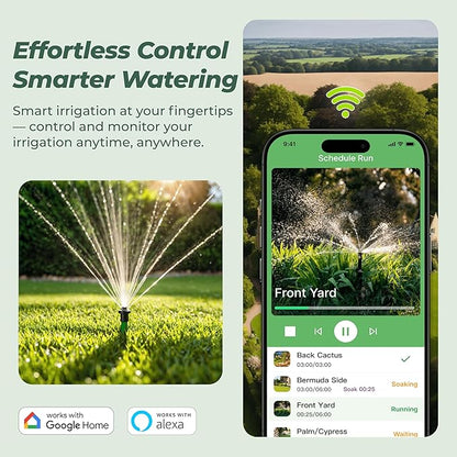 ImoLaza Outdoor Smart Sprinkler Controller, 12-Zone WiFi Irrigation Controller with Hyper-Local Weather, App Remote Control, Works w/ Alexa, Auto Watering, Rain/Freeze/Wind Skip, Smart Fault Detection