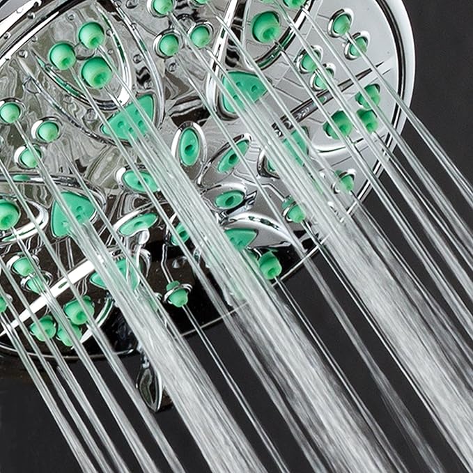 AquaDance Antimicrobial – Anti-Clog High-Pressure 6-Setting Hand Shower with Microban Nozzle Protection from Growth of Mold, Mildew & Bacteria for Stronger Shower! 3 Jet Color Choices – 4" Coral Green