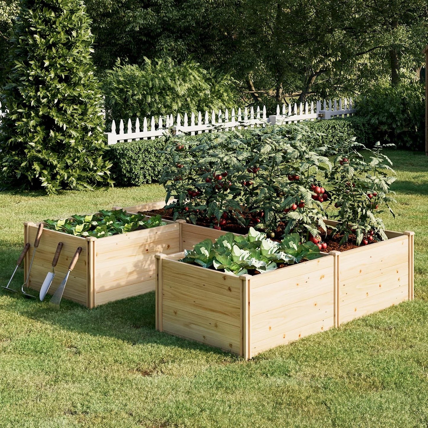 PaPaJet Wooden Raised Garden Bed, Large Deep Planter Box for Outdoor Gardening, Vegetables, Flowers, and Herbs, 7.5×6.0×1.6FT