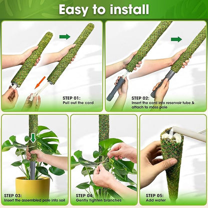 DUSPRO Self-Watering Natural Green Forest Moss Pole, Easy to Use Moss Sticks for Indoor Plants, Climbing Plant Support Stake with Self-Watering Feature, Moss Pole Monstera Plant Support 2pcs 23''