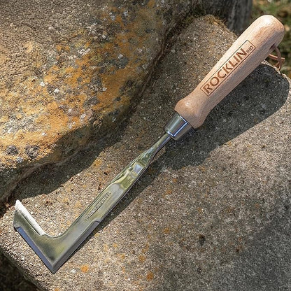 Rocklin™ Crack Weeder – 13" Stainless Steel Manual Crevice Weeding Tool with Beech Wood Handle – L-Shaped Blade for Sidewalk, Patio, and Garden Weed Removal