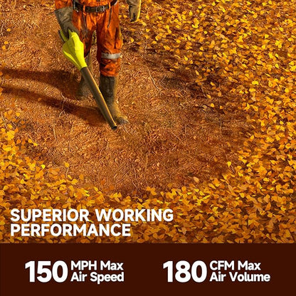 Leaf Blower Cordless with 2X 4.0Ah Batteries and Charger, 60Mins Lasting 150MPH Cordless Blower, Powerful Electric Leaf Blowers for Lawn Care, Patio, Yard, Leaves, Grass and Snow