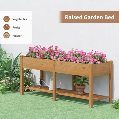 FILWH Raised Garden Bed with Legs Elevated Wooden Planter Box Stand Large Planter Stand Box for Fruits Vegetables Flowers with Divider with Bag- 72 * 24 * 30.5IN（Brown）