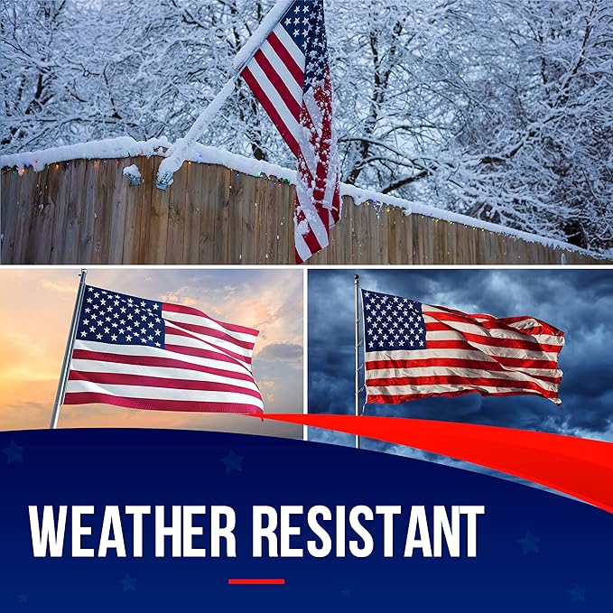 2X3 American Flag for Outside | American Flag Made in USA Heavy Duty American Flags for Outside 2X3 with Embroidered Stars and Sewn Stripes - All Weather US