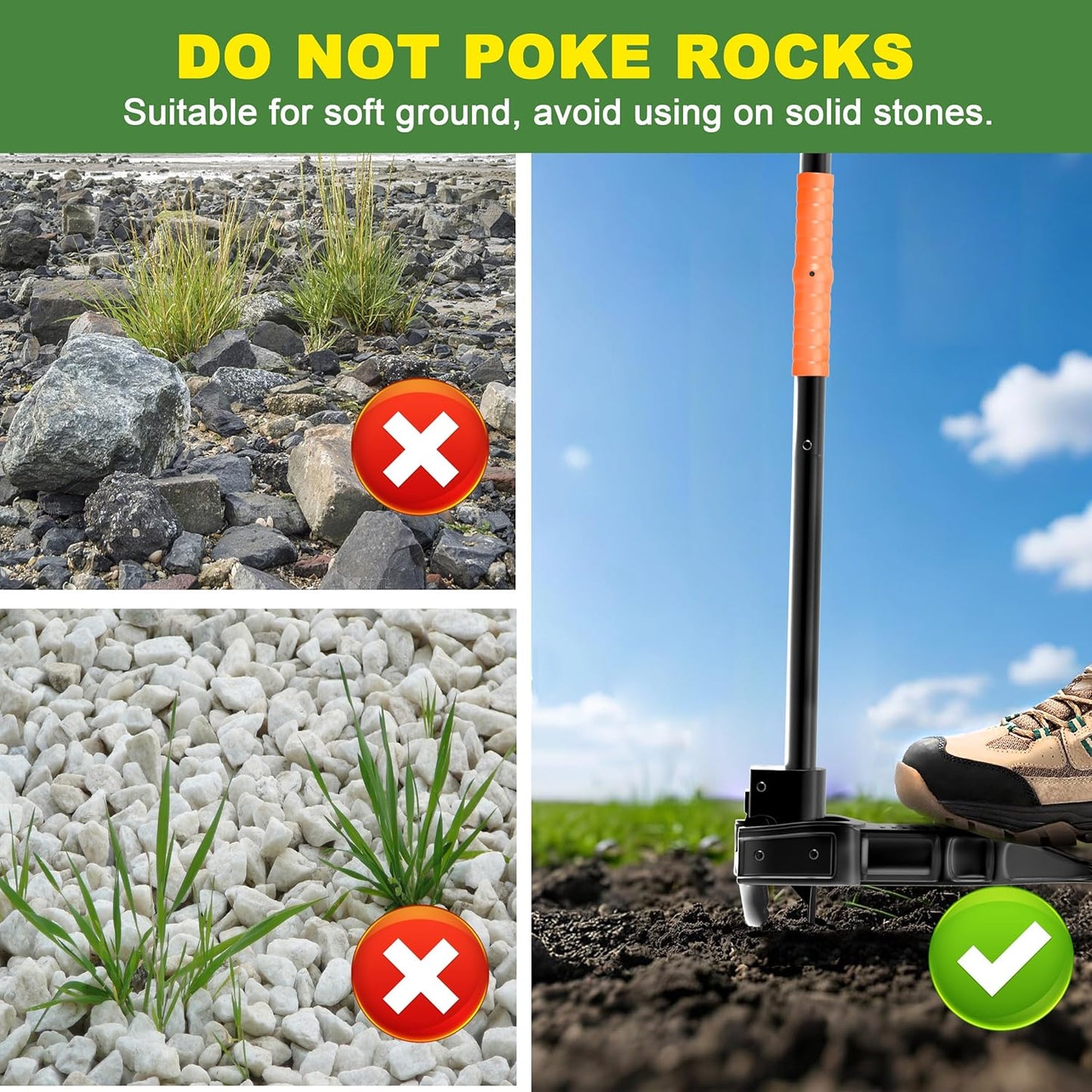 ZHENHAN Weed Puller Tool,43" Iron Stand-Up - No Bend Push-Pull Weeding Tool with Foot Pedal, Extra Long Handle Dandelion Remover for Lawn & Garden, Heavy Duty Root Extraction Tool （Black）