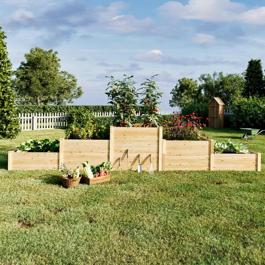 SPECRAFT Raised Garden Bed 3-Tier Outdoor Planter Box, Fir Wood with Dividers, Shape Adjustable, Tool-Free Assembly, Ideal for Growing Vegetables, Herbs & Flowers