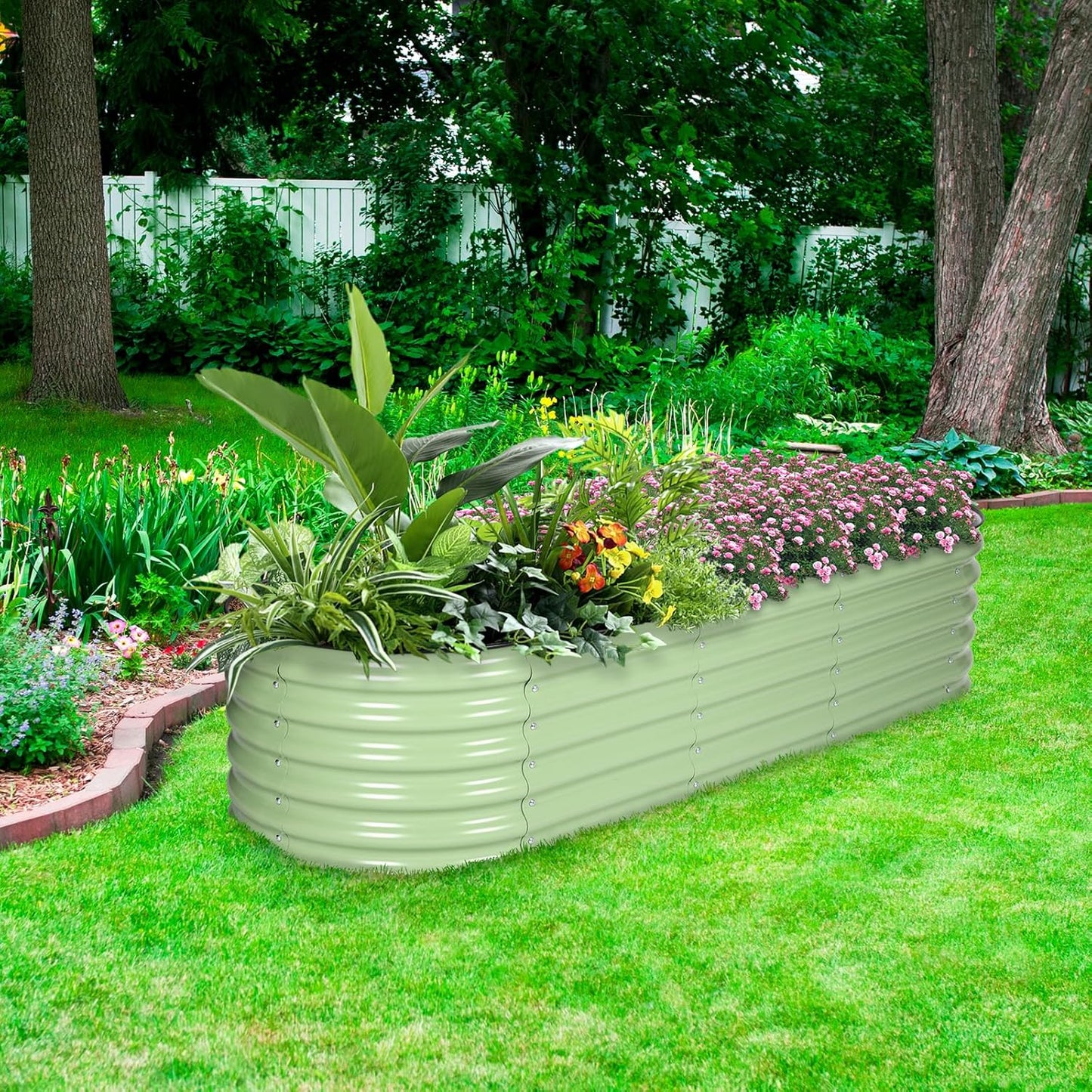 BPS 6-in-1 Metal Raised Garden Bed, 5.5x4 FT Galvanized Planter Raised Beds for Vegetables, Flowers 17'' Extra Tall