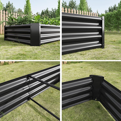 Galvanized Raised Garden Bed for Vegetables,Planter Raised Garden Boxes Outdoor,Metal Raised Garden Beds Steel Kit for Vegetables Flower Herb Patio Black Rectangle