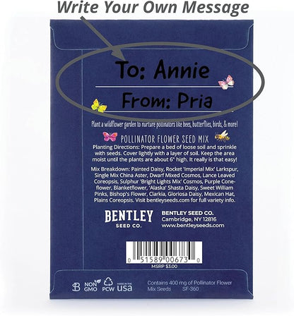 Bentley Seed Co. | Bee Kind Planet | Illustrated Bee Flower Seed Packets | Help Pollinators Environmental Favor for Events | Pollinator Wildflower Mix Seed | Eco-Friendly Hand Out | 25 Pk
