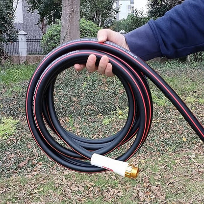 YASQA Water Hose 50 Ft, Flexible, Leakproof, Lightweight Lead In Rubber Hose 5/8" Diameter X 50ft Kink Free 150PSI Durable High Burst Strength Industrial Garden Hose