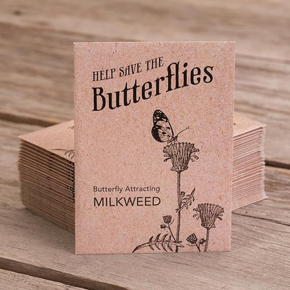 Bentley Seeds Co. Seed Packets for Planting - Party Favors for Indoors and Outdoors Gardening - Non GMO, Non-Coated - Bulk Pack of 25 Milkweed (Common, Showy & Butterfly Mix)