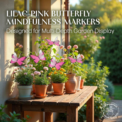 Handmade Butterfly Garden Stakes – Set of 7 Lilac Pink Decorative Butterflies Idea for Garden & Nature Lovers – Outdoor & Indoor Garden Decor – Air Aquarium Handmade by Kushner