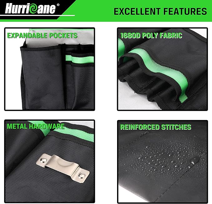 HURRICANE 5 Gallon Bucket Tool Bag Organizer, Garden Tool Caddy with 52 Pockets, Waterproof for Most Buckets