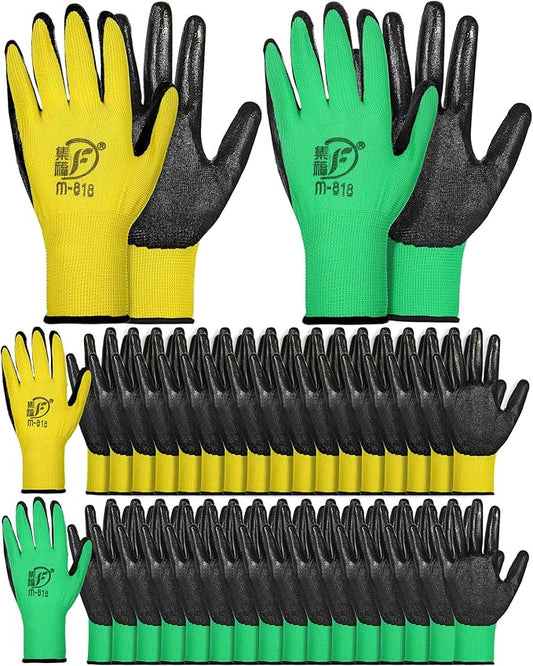 Honeydak 36 Pairs Gardening Gloves for Men Women Breathable Rubber Coated Garden Gloves