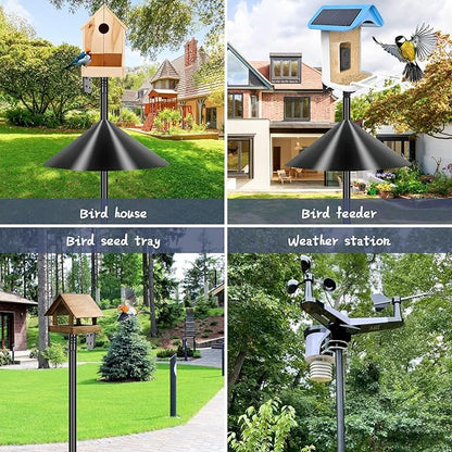 Gtongoko Smart Bird Feeder Pole Squirrel Proof 79 Inch Bluebird House Pole for Outdoors Squirrel Baffles for Feeders Weather Station Heavy Duty Metal Mounting Kit Black