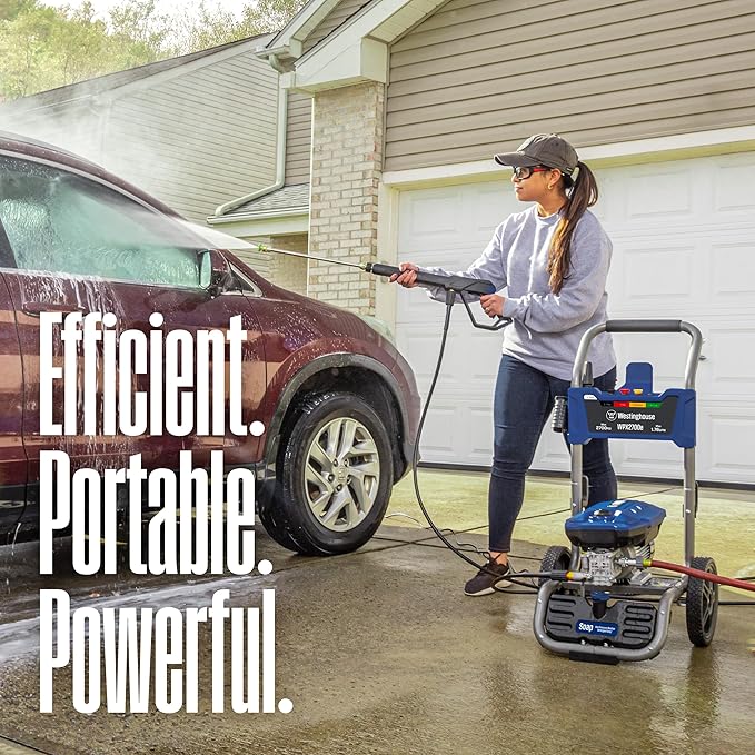Westinghouse WPX2700e Electric Pressure Washer, 2700 PSI and 1.76 Max GPM, Induction Motor, Onboard Soap Tank, Spray Gun and Wand, 5 Nozzle Set, for Cars/Fences/Driveways/Homes/Patios/Furniture