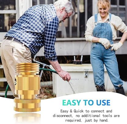Garden Hose Quick Connect - 6 Pack 3/4" Heavy Duty Solid Brass Fittings With 20 Extra Washers, Male and Female Water Hose Connectors
