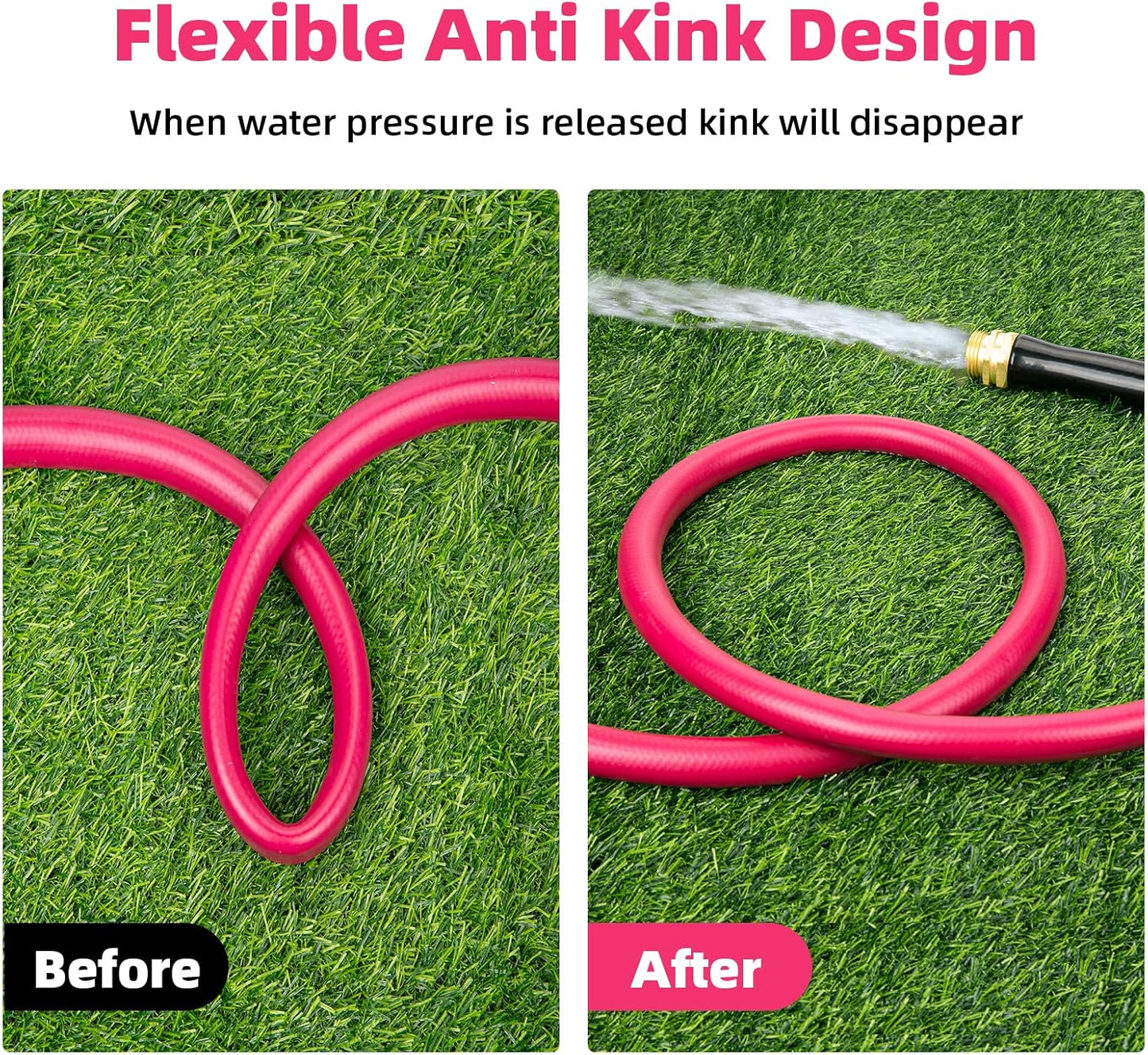 WELLUCK Garden Hose 5/8 in x 75 ft, Heavy Duty Durable Anti Kink Flexible Garden Water Hose for Drinking Water Safe BPA Free, All-weather Lightweight Water Hose for Garden RV Camper Marine