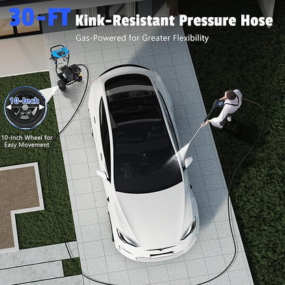 Gas Pressure Washer 3600PSI 2.3 GPM 212CC High Pressure Washers, 30FT Hose with Reel, Built-in Soap Tank, 5 Quick-Connect Nozzles, Axial Pump, Heavy Duty Gas Power Washer for Cars Driveways