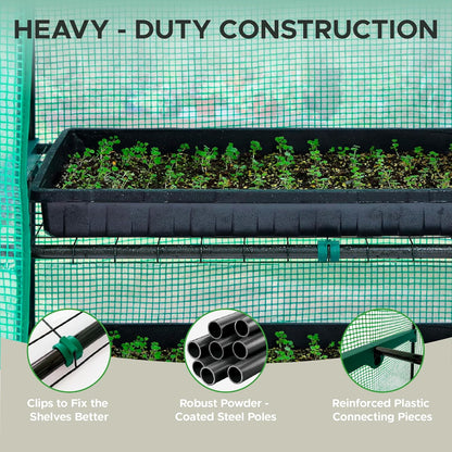 Elly 4-Tier Greenhouse for Indoor Outdoor 63'' H x 27'' L x 19'' W Portable Plant House Stand with Durable PE Cover & UV Protection, Roll-Up Zipper Door, Ideal for Seedlings, Starter Plants