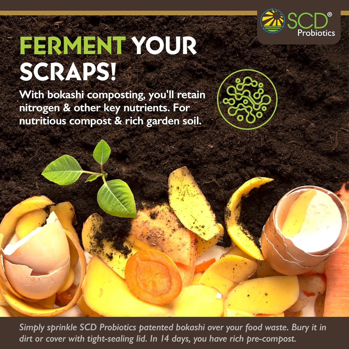 All Seasons Bokashi Compost Starter - Dry Bokashi Bran for Kitchen Compost Bin - Compost Food & Pet Waste Quickly & Easily with Low Odor by SCD Probiotics (16.5 lb)