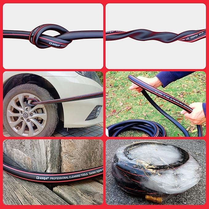 Garden Hose 75 Ft X 5/8 In. Heavy Duty Rubber Hose With Standard 3/4 Fittings Lead-in, Lightweight, Durable, Kink Free, Imitation Puncture Hose For All-weather Garden, Lawn Watering & Water Hos