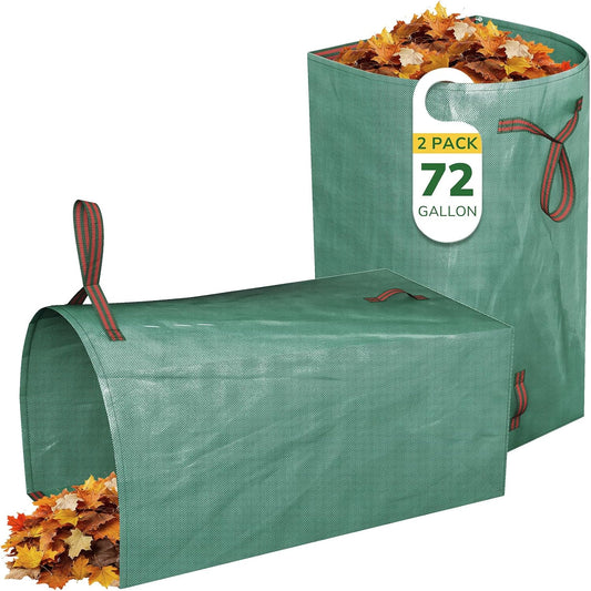 GreatBuddy Lawn Bag, 72 Gallon Yard Waste Bags, Heavy Duty PP Garden Leaf Bags for Leaves, Grass and Debris, Reusable & Foldable Leaf Collector with Handles, Wide Opening and Self-stand Design, 2 Pack