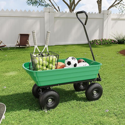 Garden Dump Cart - 1200Lb Capacity Heavy Duty Yard Utility Garden Cart with Removable Dump Bed, All-Terrain Tires & 180° Adjustable Handle for Soil, Plants, Tools